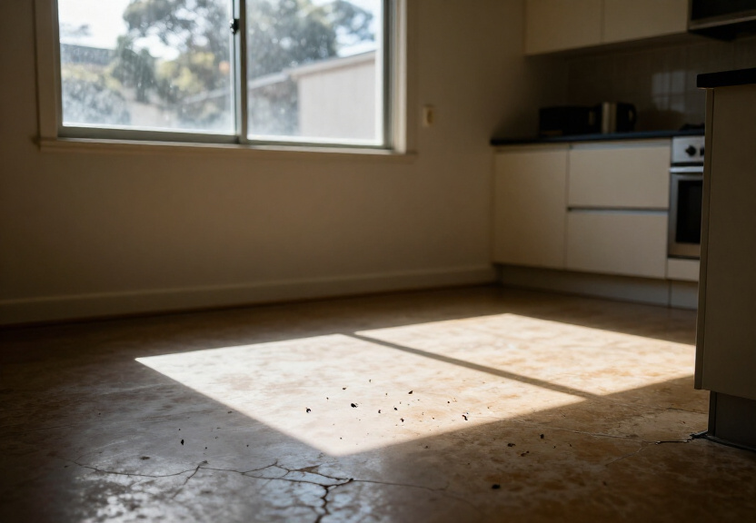 Rodent droppings in a Riverstone garage before treatment
